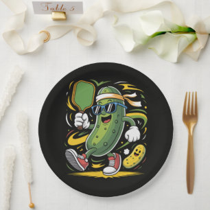 Pickle Playing Pickleball Paper Plates