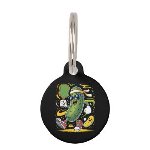 Pickle Playing Pickleball Pet ID Tag