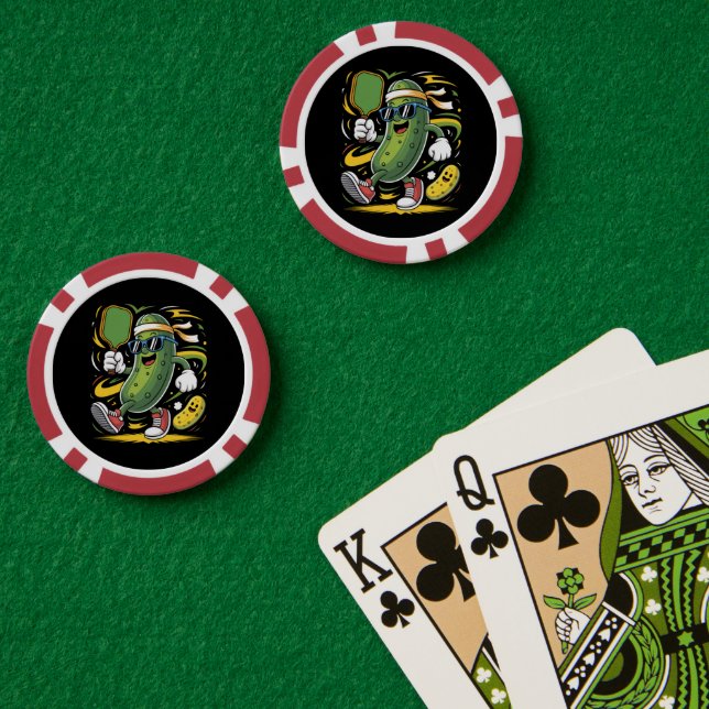 Pickle Playing Pickleball Poker Chips (Poker Table (Double))