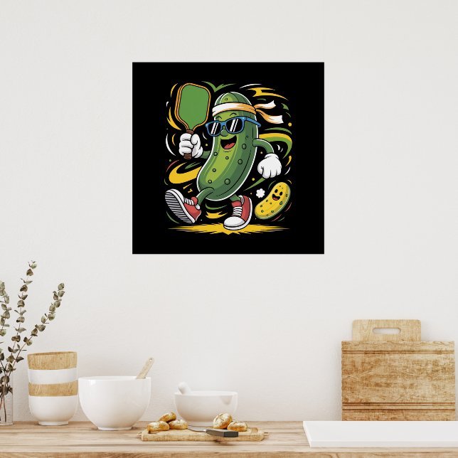 Pickle Playing Pickleball Poster (Kitchen)