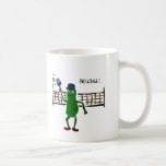 Pickle Playing Pickleball Primitive Art Coffee Mug at Zazzle