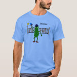 Pickle Playing Pickleball Primitive Art T-shirt at Zazzle