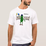 Pickle Playing Pickleball Primitive Art T-shirt at Zazzle