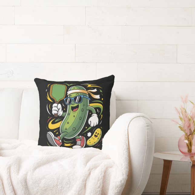 Pickle Playing Pickleball Throw Pillow (Couch)