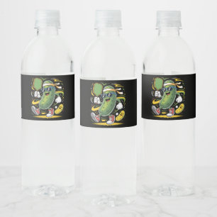 Pickle Playing Pickleball Water Bottle Label