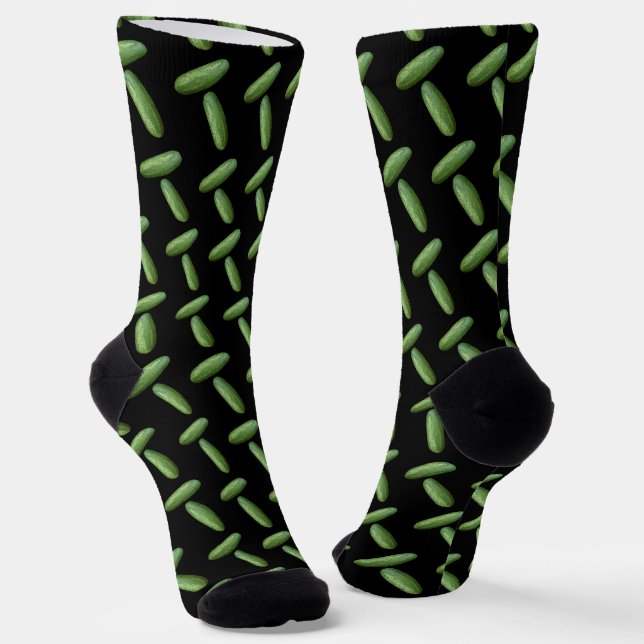 Pickle Power Black Background Socks (Angled)