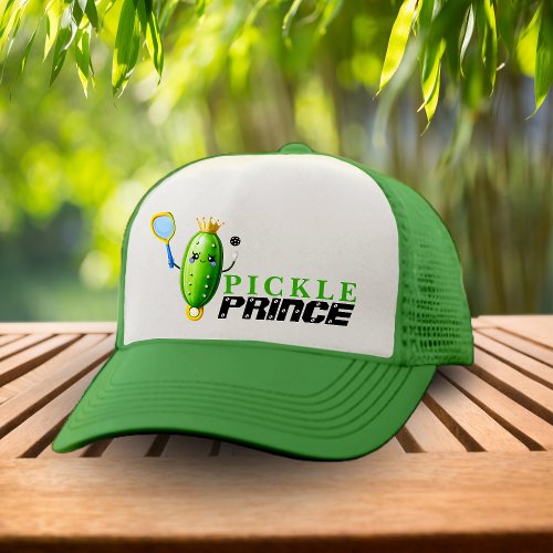 Pickle Prince Dill Pickleball King White  Green Trucker Hat