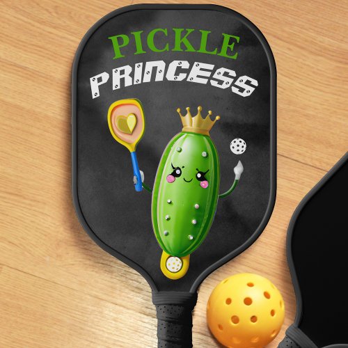 Pickle Princess Dill Name Monogram Green  Black Pickleball Paddle
