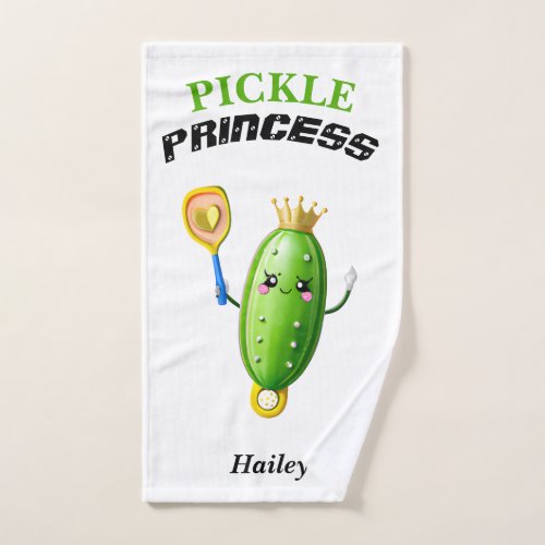 Pickle Princess Pickleball Queen Green  Black Hand Towel