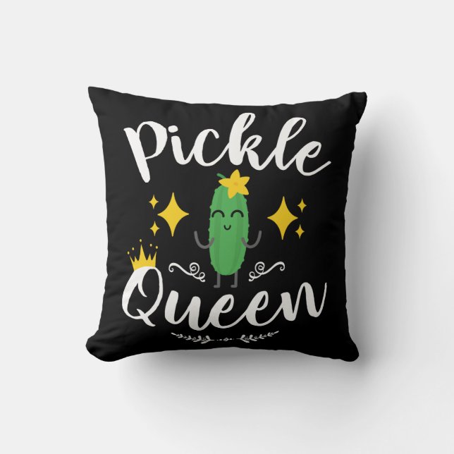 Pickle Queen Women Pickles Lover Throw Pillow (Front)