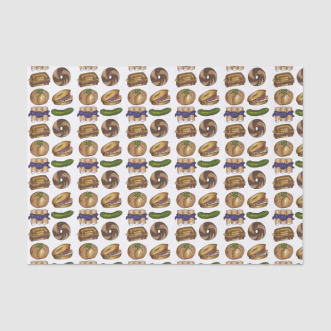 Pickle Reuben Sandwich Blintz Bagel Knish Foodie Tissue Paper (Front)