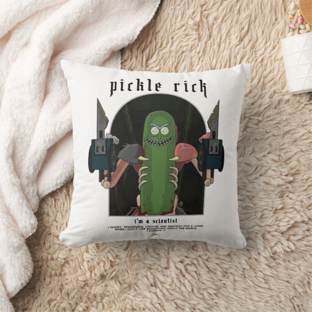 Pickle Rick - I'm A Scientist Quote Graphic Throw Pillow (Blanket)