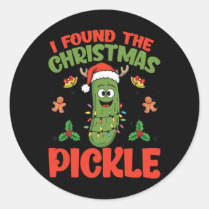 Pickle Santa Hat Xmas Lights - I Found The Christm Classic Round Sticker