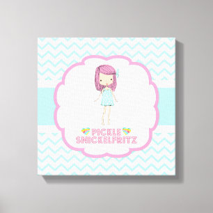 Pickle Snickelfritz 12x12 Canvas - Teal Chevron Print
