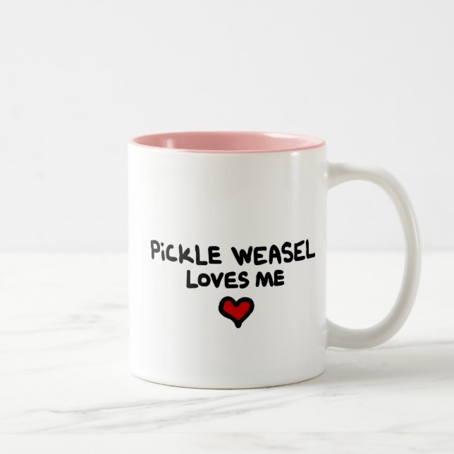 Pickle Weasel Loves ME mug. Two-Tone Coffee Mug (Right)