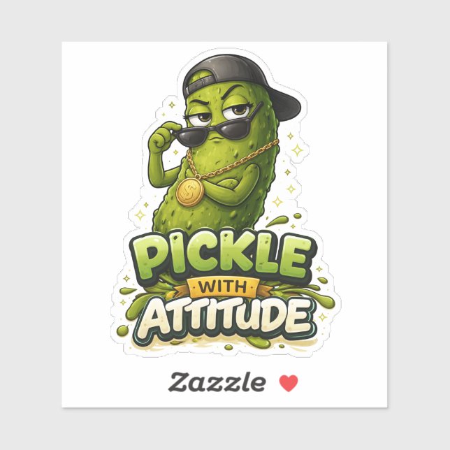 Pickle With Attitude Custom-Cut Vinyl Sticker (Sheet)