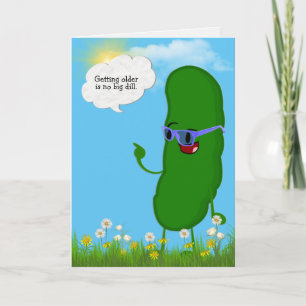 pickle with glasses for birthday card