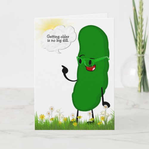 pickle with glasses for birthday card