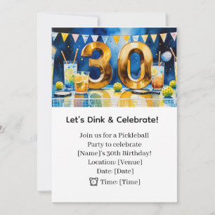 Pickleball 30th Birthday Party Invitation