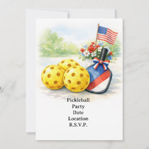 Pickleball 4th July Independence Day Party Invitation