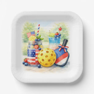 Pickleball 4th July Party Independence Day Paper Plates