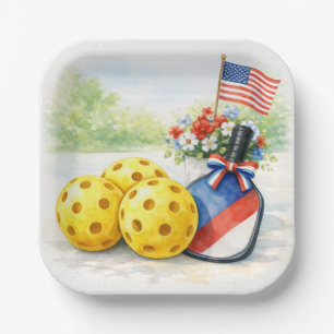 Pickleball 4th July Party Independence Day  Paper Plates