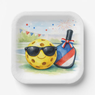 Pickleball 4th July Party Independence Day Paper Plates