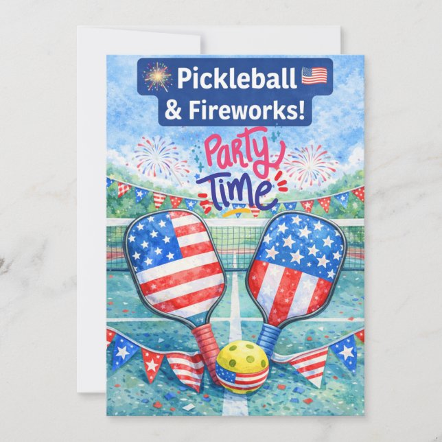 PICKLEBALL 4th of July Pickleball Party Invitation (Front)