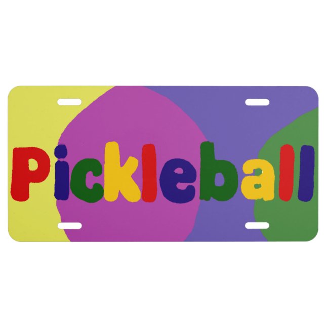 Pickleball Abstract Letters Art License Plate (Front)