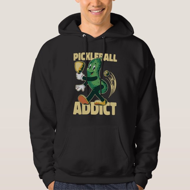 Pickleball Addict Paddleball  Pickle with paddle Hoodie (Front)