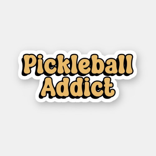 Pickleball Addict Yellow Retro Typography Sticker