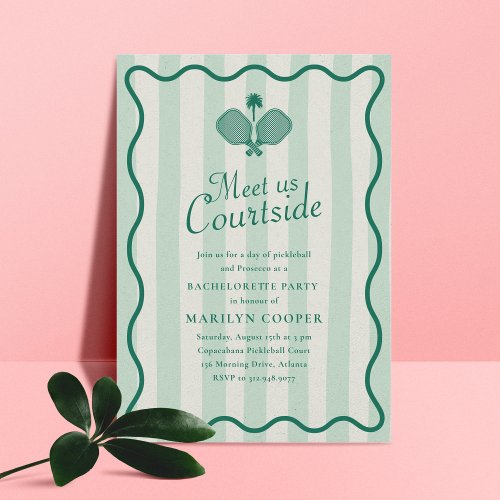 Pickleball Aesthetic Elegant Bachelorette Party Invitation