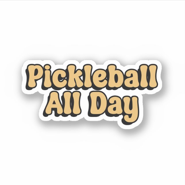 Pickleball All Day Yellow Retro Typography Sticker (Front)