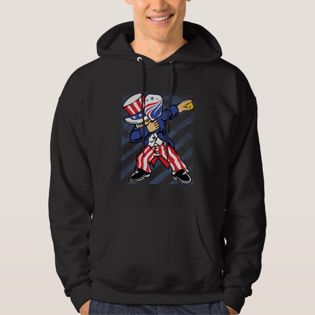 Pickleball American Flag 4th of July Uncle Sam Dab Hoodie (Front)