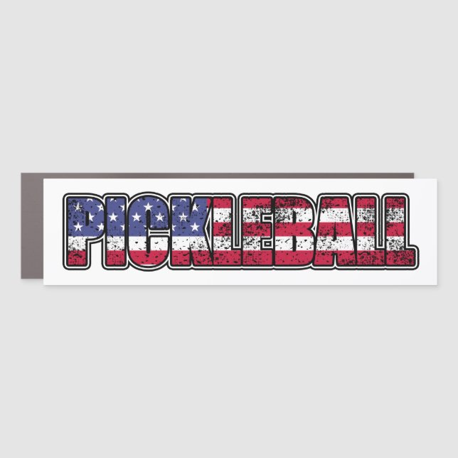 Pickleball American Flag Car Magnet (Front)