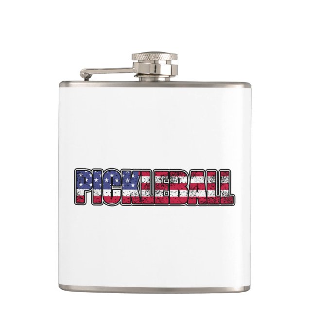 Pickleball American Flag Flask (Front)