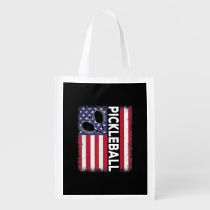 Pickleball American Flag Funny Pickleball Lover Vi Grocery Bag