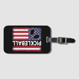 Pickleball American Flag Funny Pickleball Lover Vi Luggage Tag
