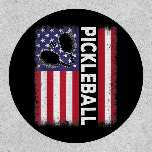 Pickleball American Flag Funny Pickleball Lover Vi Patch (Front)