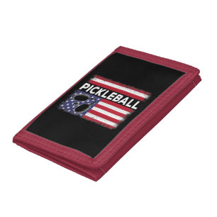 Pickleball American Flag Funny Pickleball Lover Vi Tri-fold Wallet