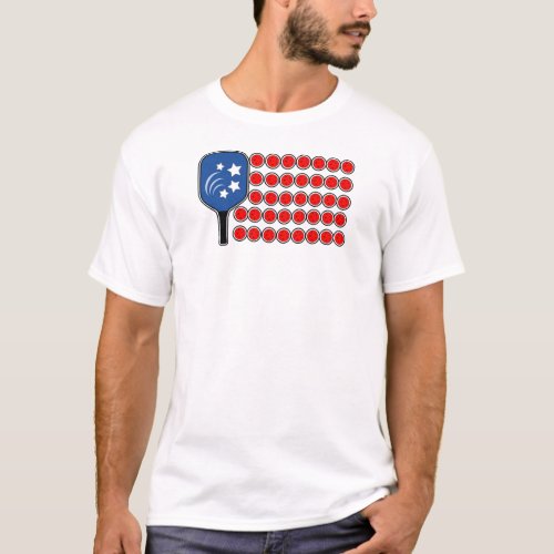 Pickleball American Flag Independence Day T_Shirt