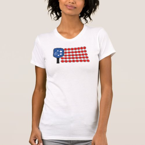 Pickleball American Flag Independence Day T_Shirt