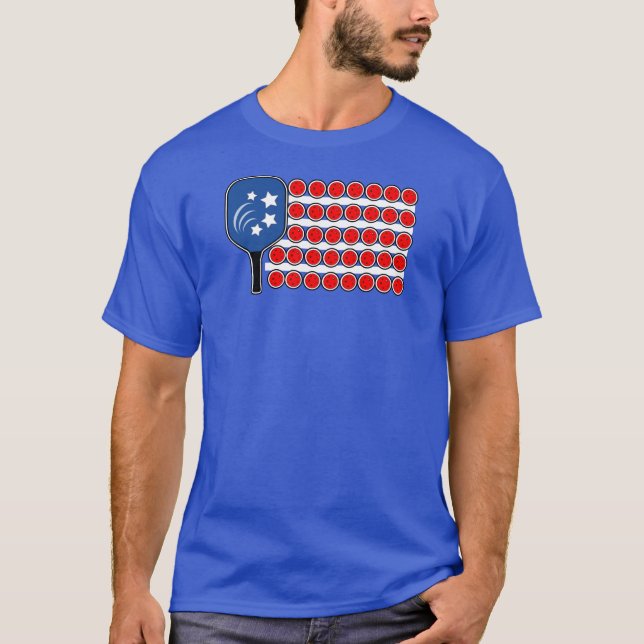 Pickleball American Flag Independence Day T-Shirt (Front)