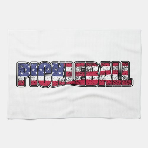 Pickleball American Flag Kitchen Towel