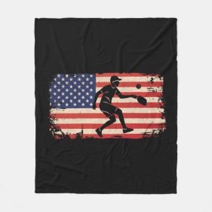 Pickleball American Flag Vintage Fleece Blanket