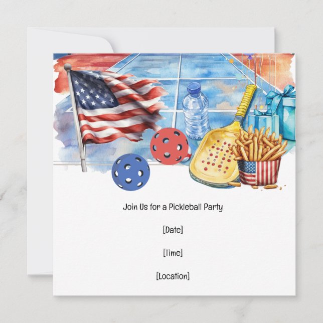 Pickleball American themed  4th July  Invitation (Front)
