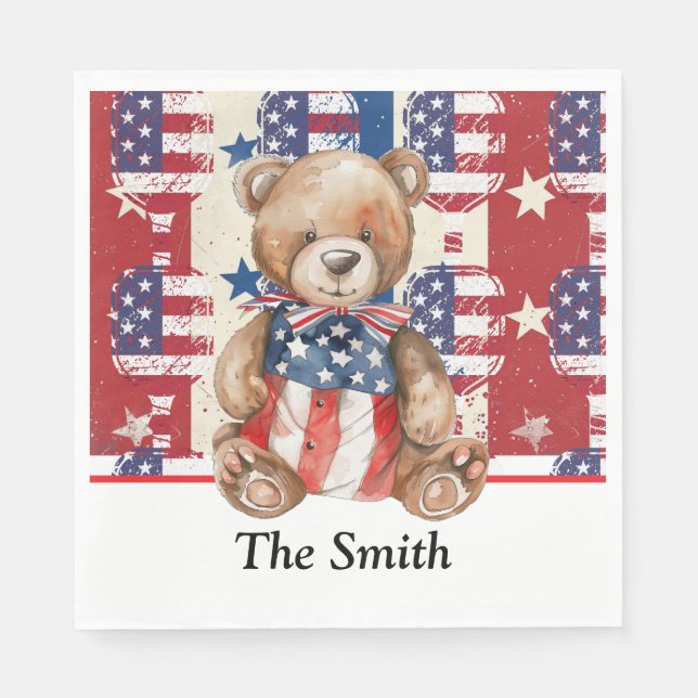 Pickleball  American themed for 4th July  Napkins (Front)