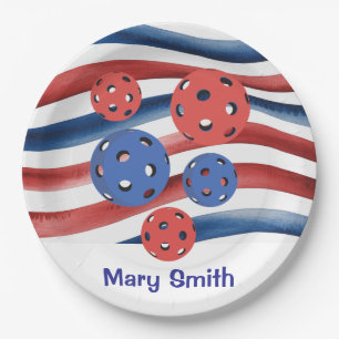 Pickleball American themed for 4th July Paper Plates