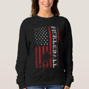 Pickleball American US Flag Patriotic Cool Pickleb Sweatshirt