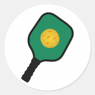 PICKLEBALL AND PADDLE CLASSIC ROUND STICKER